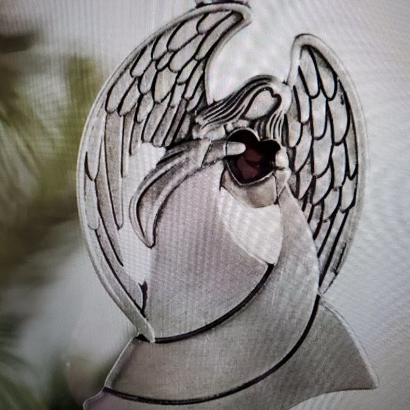 COPY - Solid Pewter Angel Ornament with red heart - Picture 1 of 1
